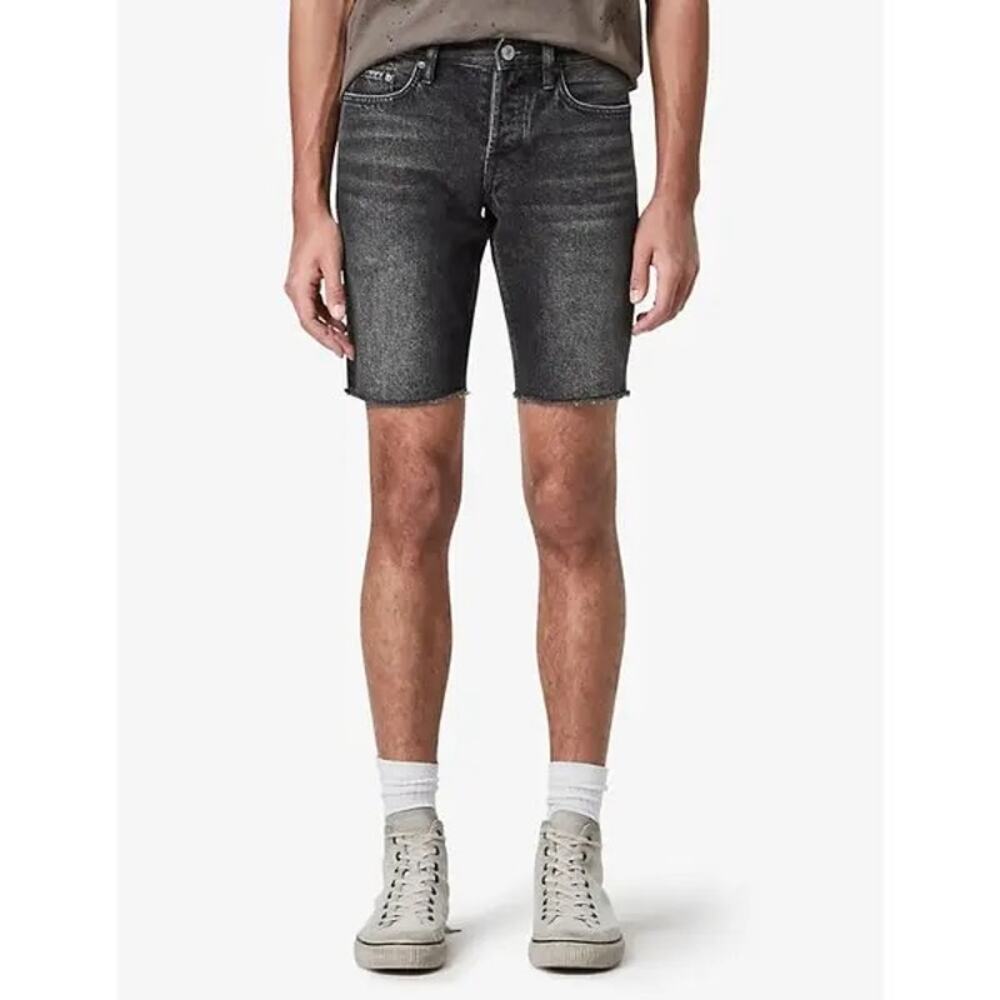 All Saints Men’s Switch Washed Gray Denim Jean Shorts Size 30
